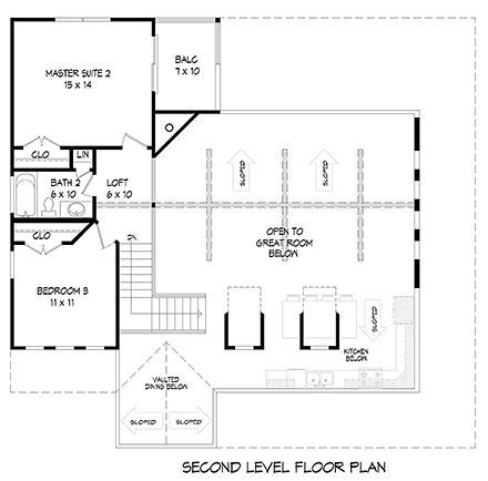 House Plan 51542 Second Level Plan