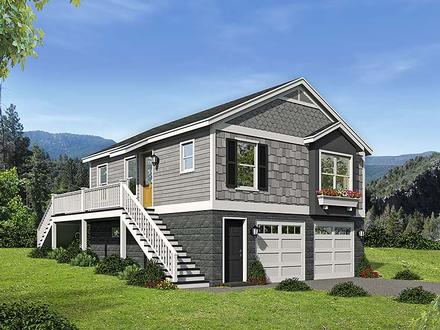 Garage-Living Plan 51545 with 1 Beds, 1 Baths, 2 Car Garage