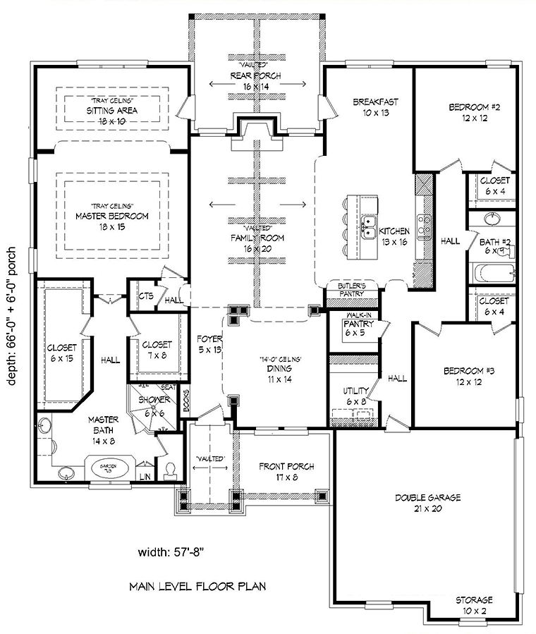 Cottage Country Craftsman Level One of Plan 51556