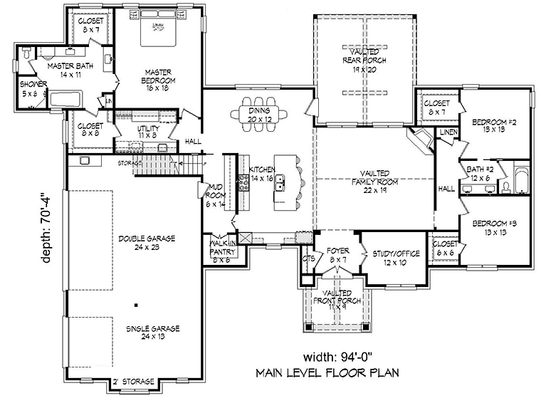 Country Southern Traditional Level One of Plan 51563