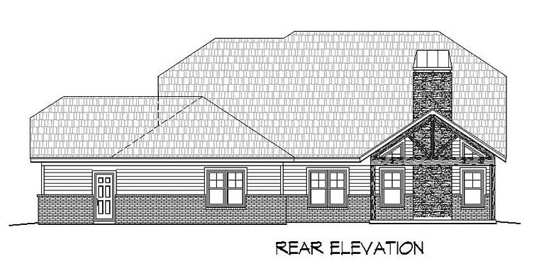 Bungalow Cottage Country Craftsman Southern Rear Elevation of Plan 51568