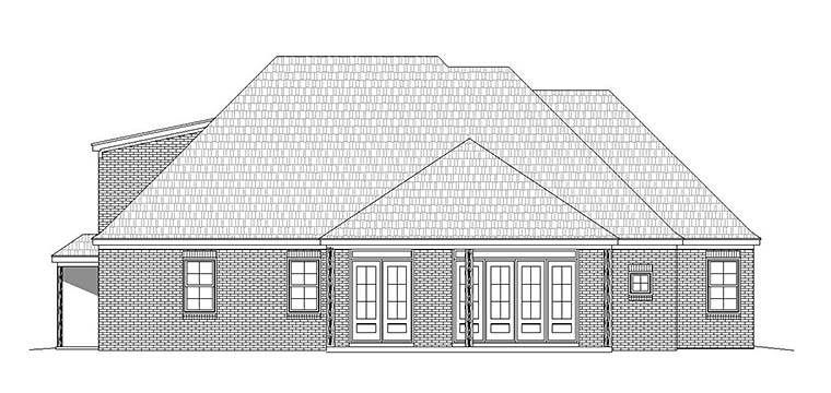 Traditional Rear Elevation of Plan 51572