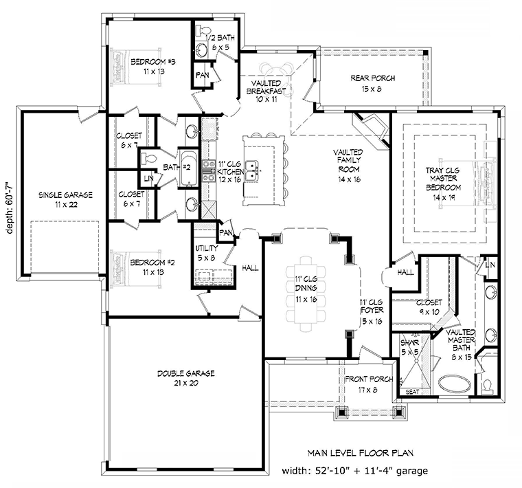 Country Craftsman Ranch Level One of Plan 51581