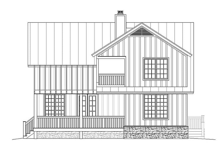 Cabin Cottage Country Southern Rear Elevation of Plan 51583