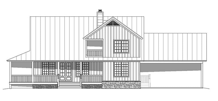 Country Farmhouse Southern Rear Elevation of Plan 51593