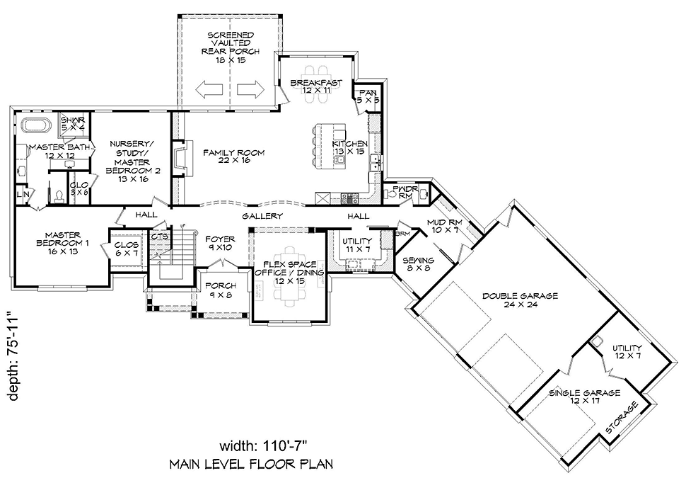 Country Craftsman Level One of Plan 51604