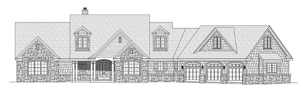 Country, Craftsman Plan with 2950 Sq. Ft., 3 Bedrooms, 3 Bathrooms, 3 Car Garage Picture 4