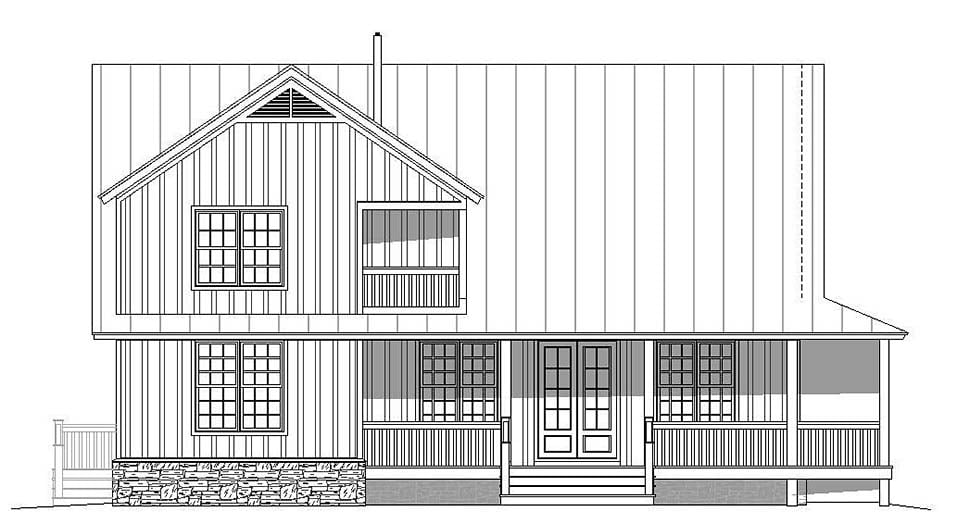 Country Southern Rear Elevation of Plan 51605