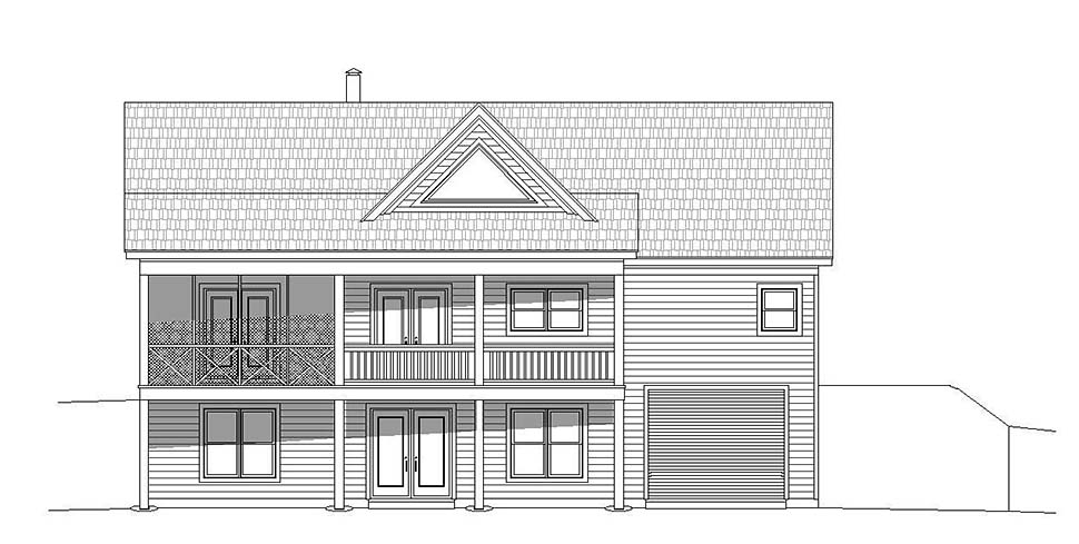 Contemporary Country Rear Elevation of Plan 51606