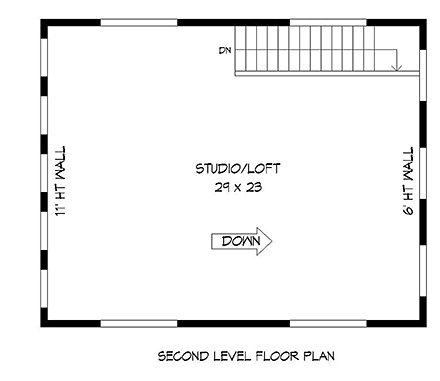 Garage Plan 51607 - 2 Car Garage Second Level Plan