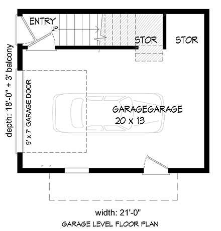 Garage Plan 51609 - 1 Car Garage Apartment First Level Plan