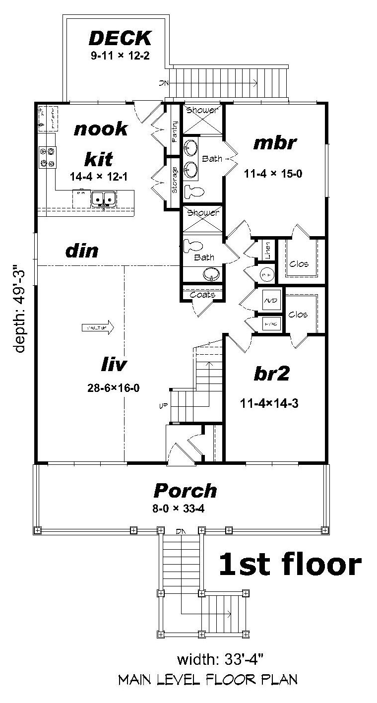 Coastal Contemporary Cottage Level One of Plan 51611