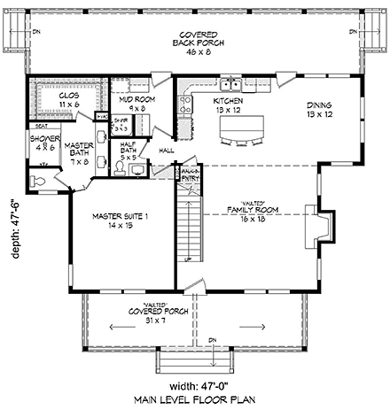 House Plan 51619 First Level Plan