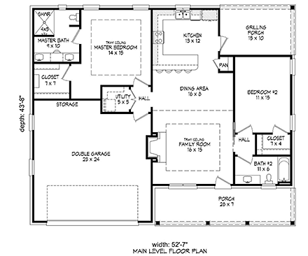 House Plan 51623 First Level Plan