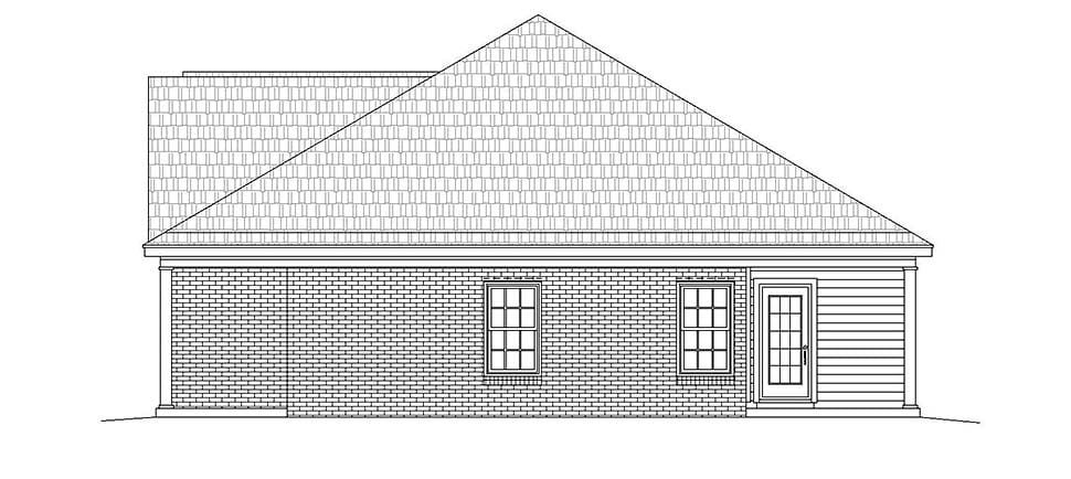 European, Ranch, Southern, Traditional Plan with 1370 Sq. Ft., 2 Bedrooms, 2 Bathrooms, 2 Car Garage Picture 2