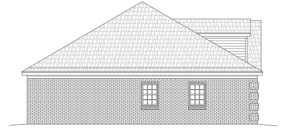 European, Ranch, Southern, Traditional Plan with 1370 Sq. Ft., 2 Bedrooms, 2 Bathrooms, 2 Car Garage Picture 3