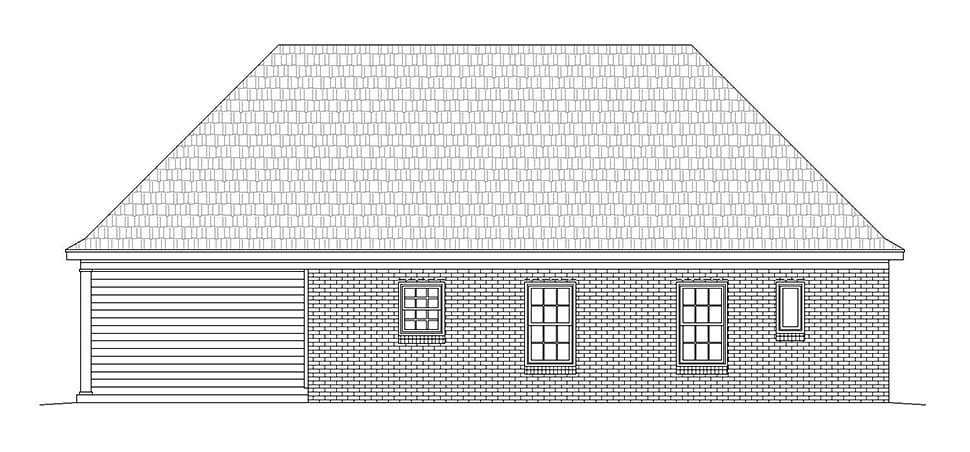 European Ranch Southern Traditional Rear Elevation of Plan 51623