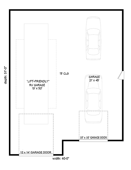 Garage Plan 51626 - 3 Car Garage First Level Plan