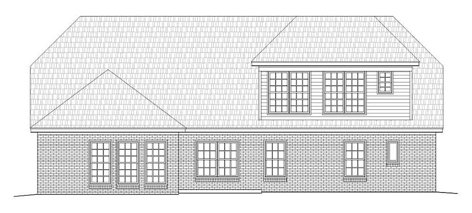 Traditional Rear Elevation of Plan 51627