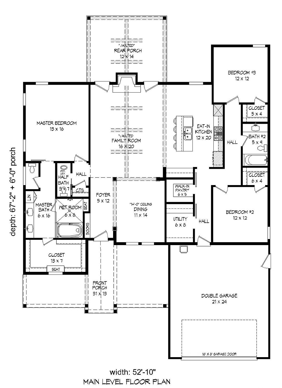 Country Craftsman Southern Level One of Plan 51631