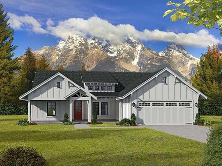 Country Craftsman Southern Elevation of Plan 51631