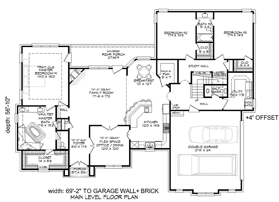 European French Country Tudor Level One of Plan 51632