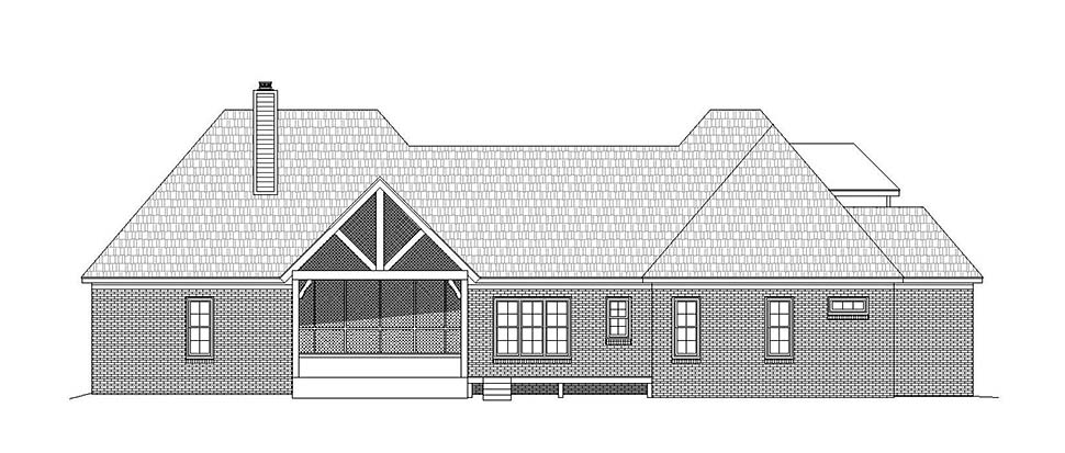 French Country Rear Elevation of Plan 51633