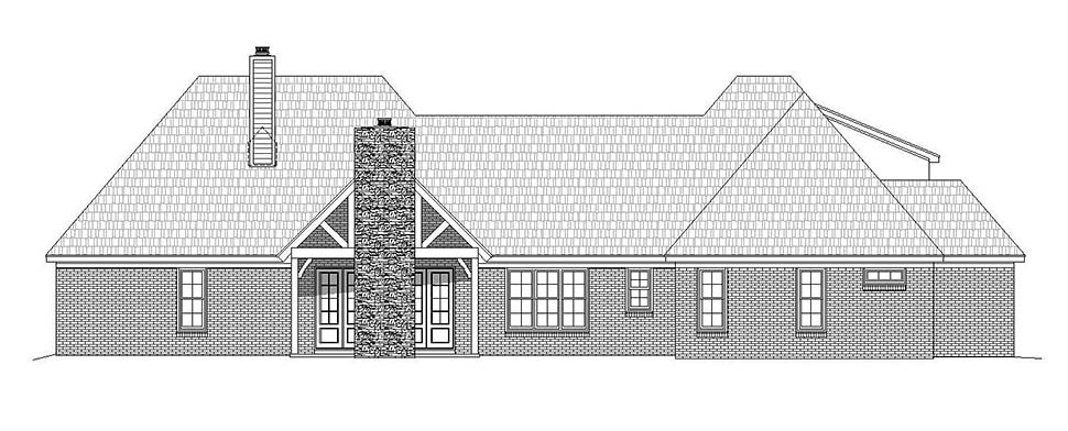 European French Country Rear Elevation of Plan 51634