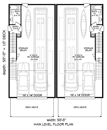 Multi-Family Plan 51636 First Level Plan