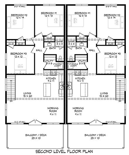 Multi-Family Plan 51636 Second Level Plan