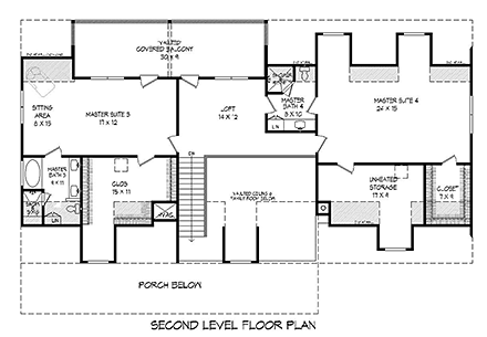 House Plan 51637 Second Level Plan