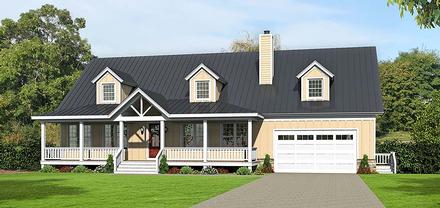 Country Southern Elevation of Plan 51637