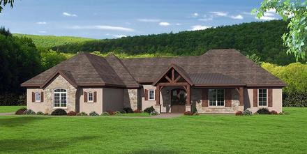 Country Craftsman Ranch Elevation of Plan 51646