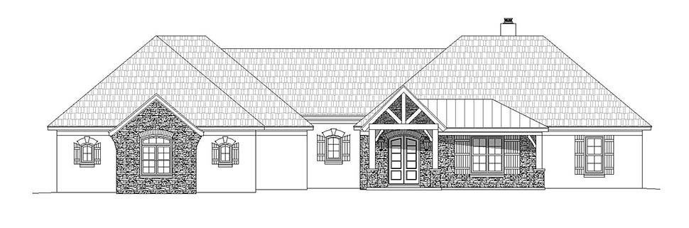Country, Craftsman, Ranch Plan with 3012 Sq. Ft., 3 Bedrooms, 3 Bathrooms, 3 Car Garage Picture 4
