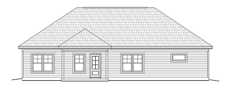 Cottage Craftsman Ranch Southern Rear Elevation of Plan 51647