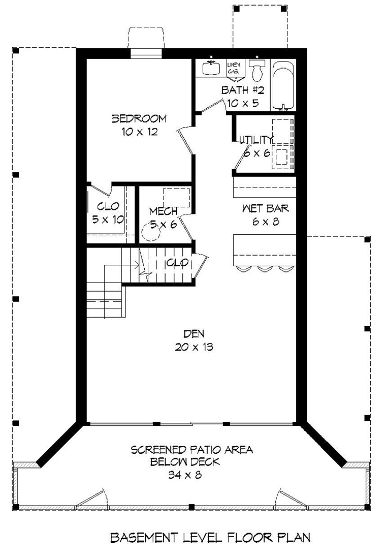 Cabin Contemporary Country Traditional Lower Level of Plan 51648