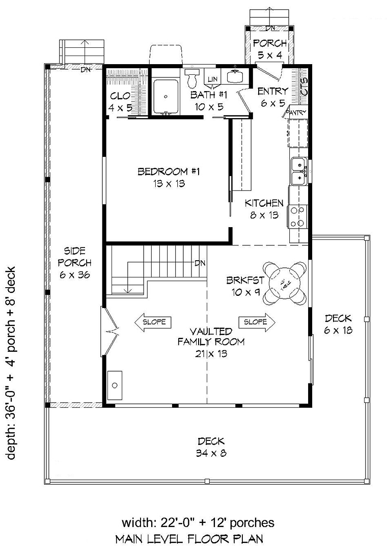 Cabin Contemporary Country Traditional Level One of Plan 51648