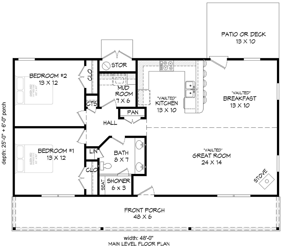 Cabin Ranch Southern Level One of Plan 51650