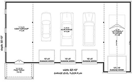 Traditional 6 Car Garage Plan 51651, RV Storage First Level Plan