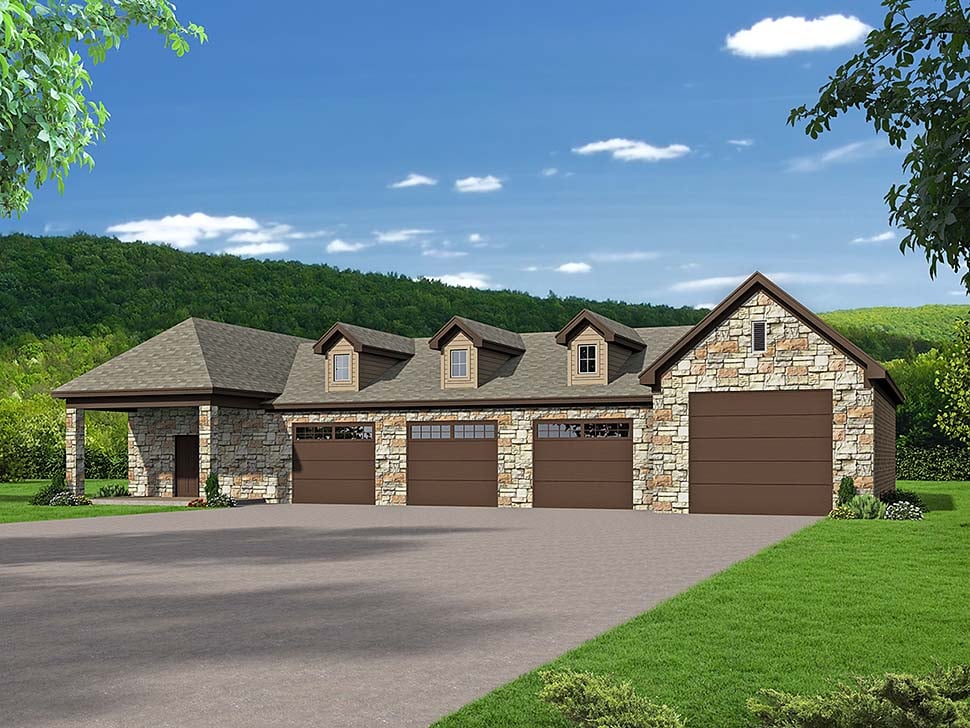 Traditional Style 6 Car Garage Plan 51651