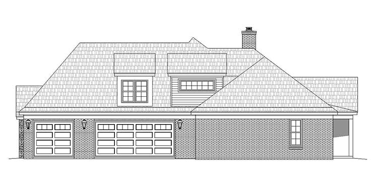 European, French Country Plan with 4149 Sq. Ft., 4 Bedrooms, 4 Bathrooms, 4 Car Garage Picture 2
