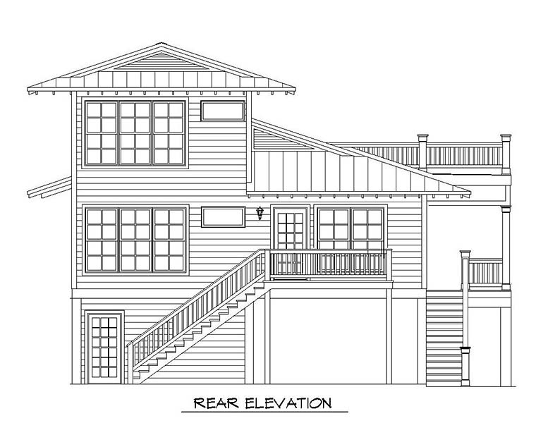 Coastal Southern Rear Elevation of Plan 51662