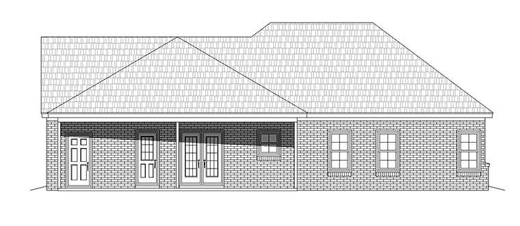 Craftsman Ranch Traditional Rear Elevation of Plan 51665