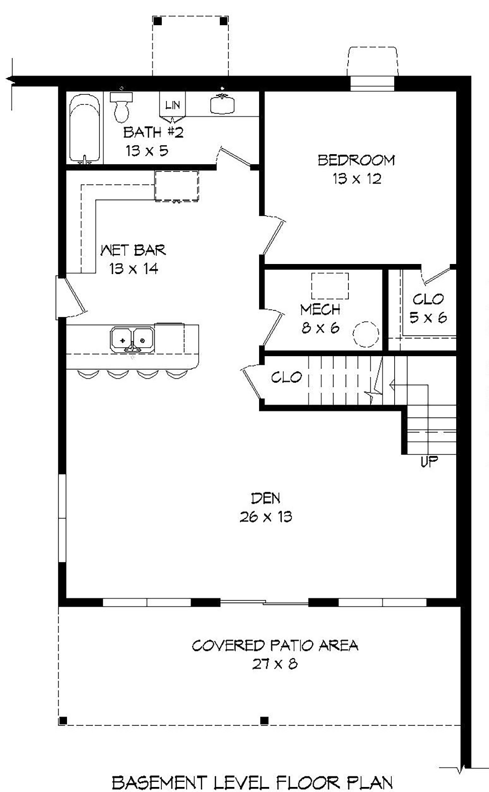 Cape Cod Country Farmhouse Ranch Saltbox Traditional Lower Level of Plan 51676