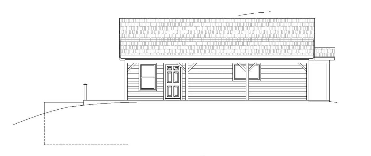 Cape Cod Country Farmhouse Ranch Saltbox Traditional Rear Elevation of Plan 51676