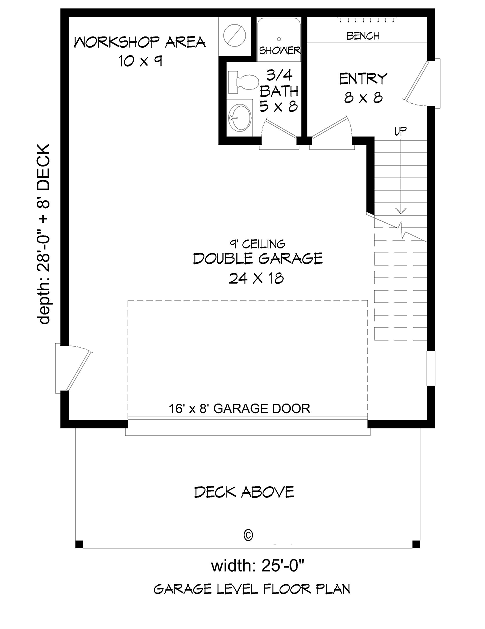 Garage-Living Plan 51680 Level One