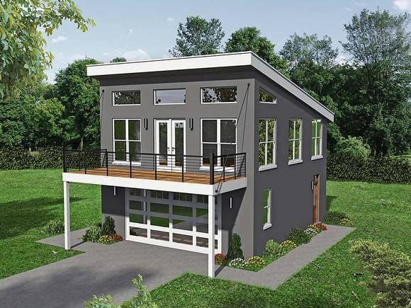 Garage-Living Plan 51680 Elevation