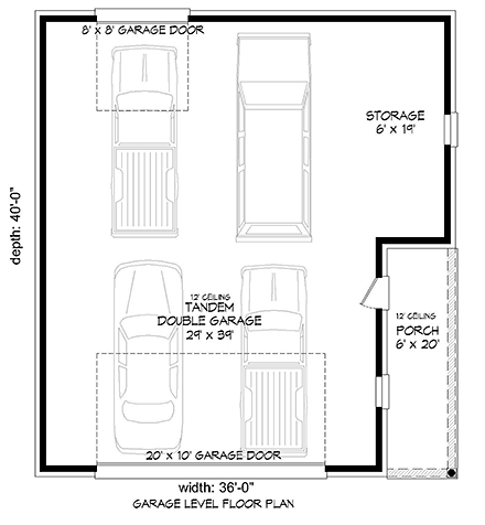 Garage Plan 51683 - 2 Car Garage First Level Plan