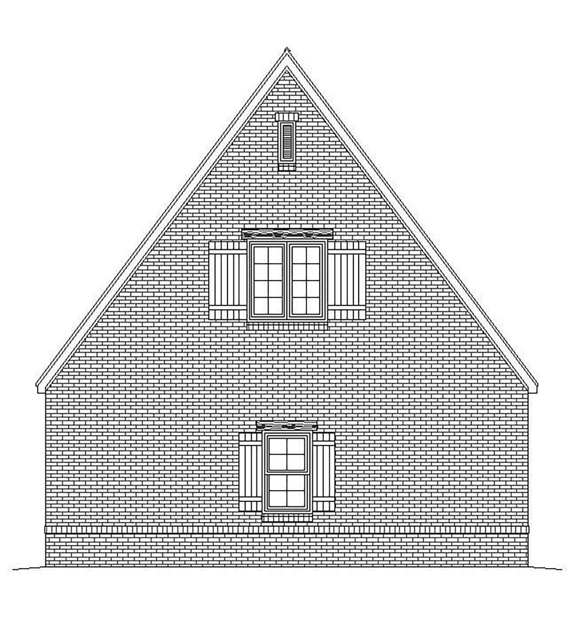 European French Country Traditional Rear Elevation of Plan 51684