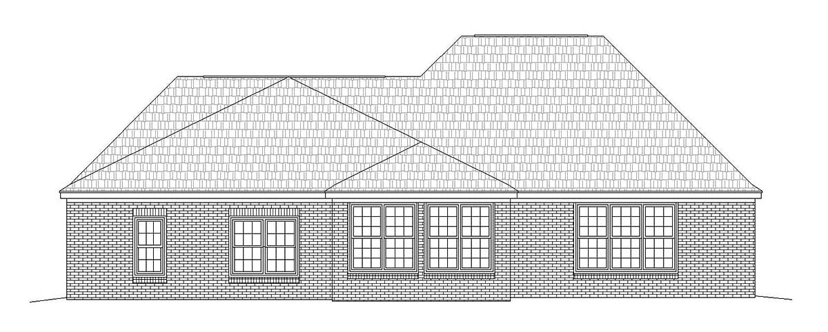 Country Ranch Traditional Rear Elevation of Plan 51685